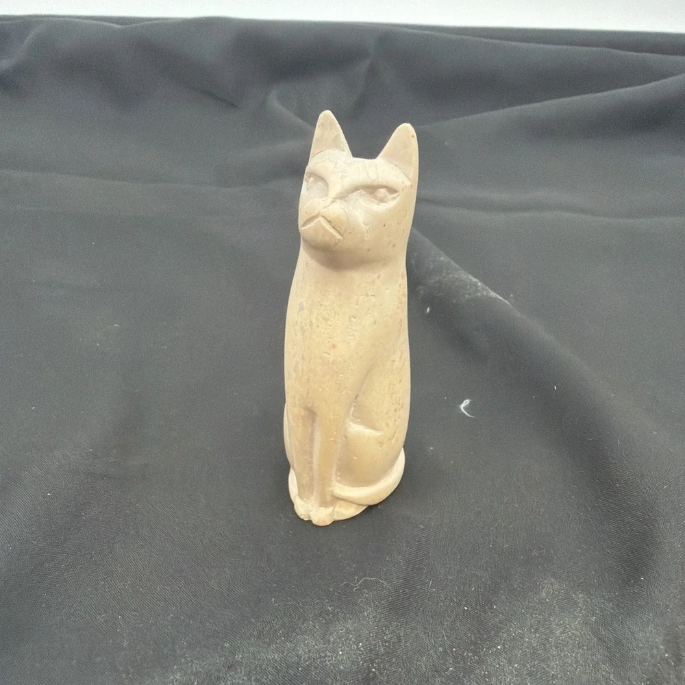 handmade soapstone cat figurine